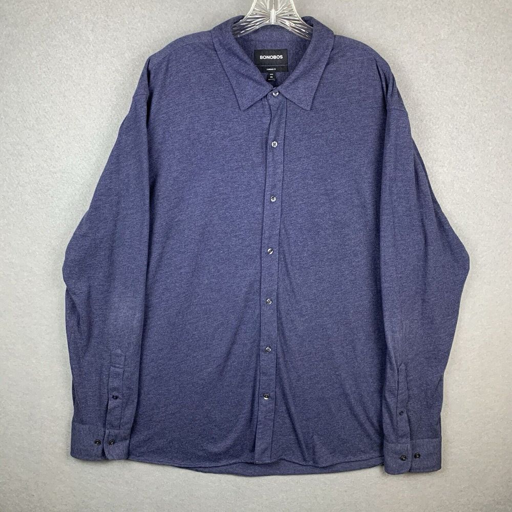 Bonobos Standard Fit Button Down Shirt Stretch Performance Gray Men 2XL XXL Long
